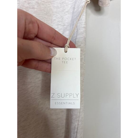 NWT Z Supply The Pocket Tee Short Sleeve Vneck Light Oatmeal Heather Size: XS - Picture 5 of 8